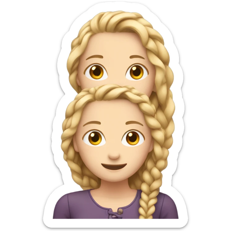 Two girls hugging one girl has dark blonde braids and fair skin one girl has blonde braids and fair skin sticker