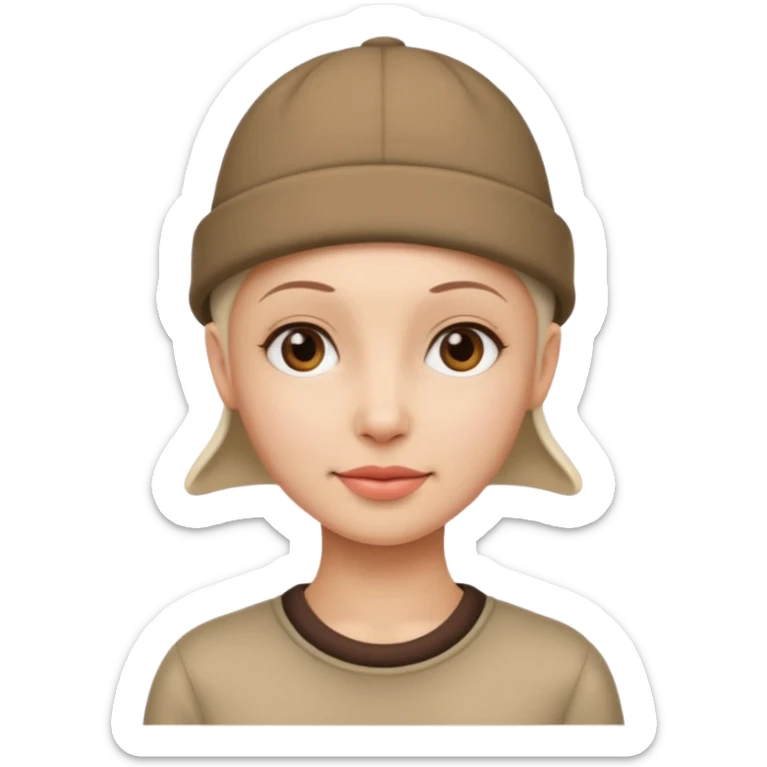 Woman with no hair wearing cute hat  sticker