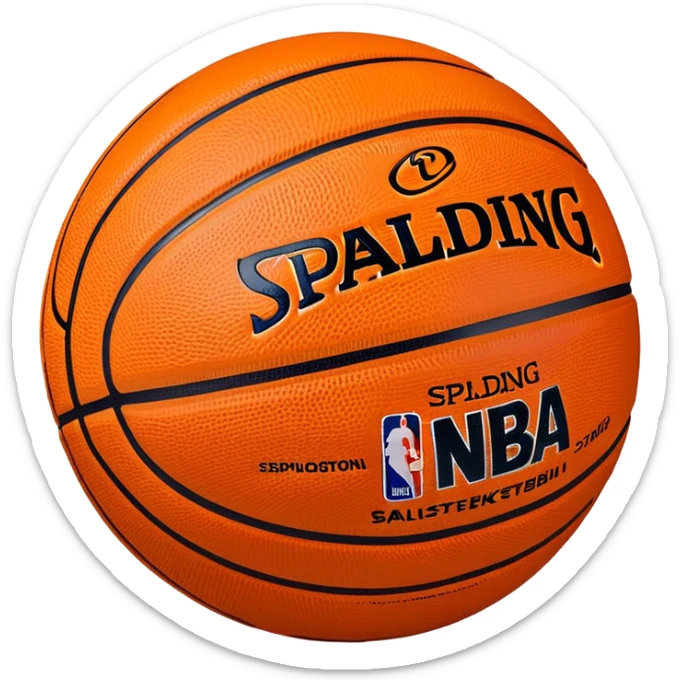 minimalist orange Spalding basketball with simple NBA logo, few colorful lines, clean design sticker