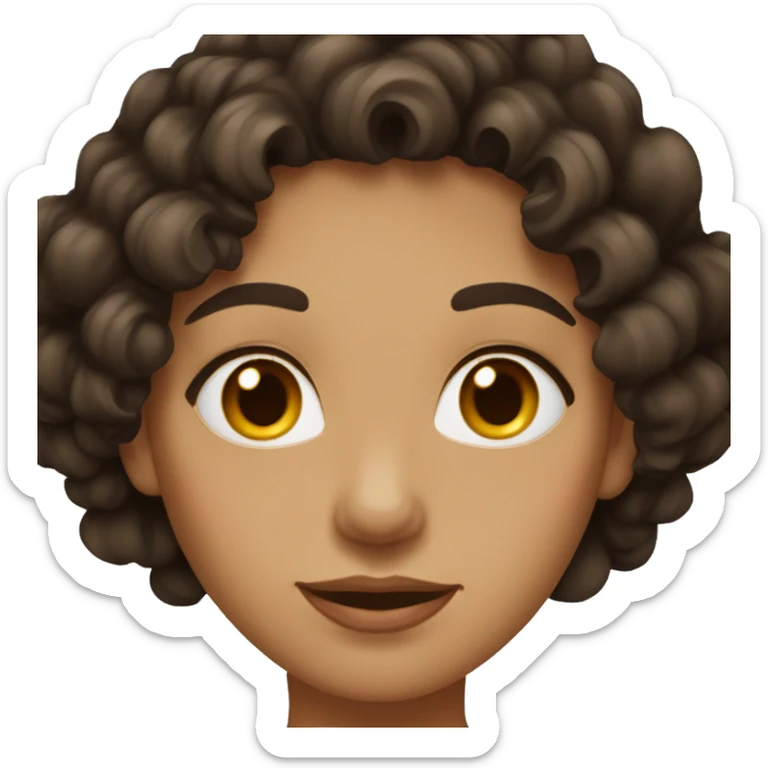 carrer woman with dark brown wavy-curly medium length hair, dark brown eyes sticker