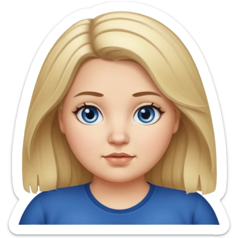fat white girl long light brunette / blonder8 hair girl with darker roots in her hair middle part and dark blue eyes that's not really tan but not pale sticker