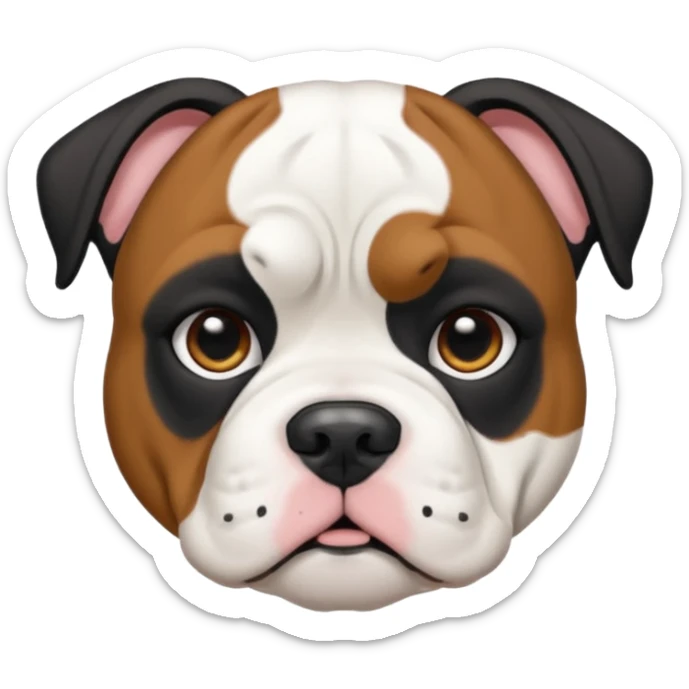 Black and white American bulldog black body white head black around one ear and I sticker