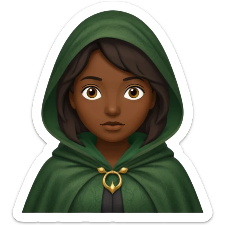 woman waring dark green cloak like in the traitors tv show sticker