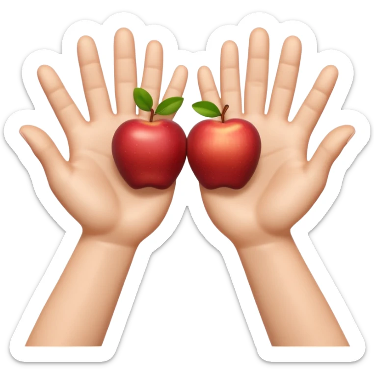 A 3D emoji in iOS emoji aesthetic style showing two cartoon hands held apart, palms facing inward, as if indicating something large or wide. Soft realistic skin tone, expressive and cheerful pose, clean white background, glossy Apple-style rendering. sticker
