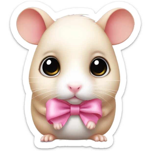 cute little hamster with big eyes and pink bow on the head sticker