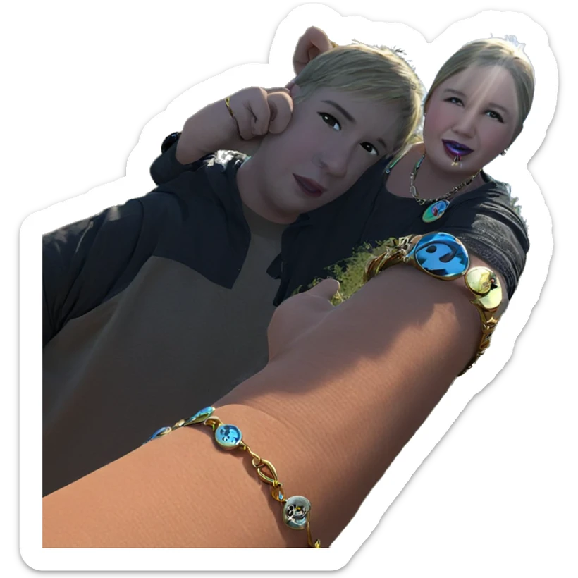 boy in nature with jewelry sticker