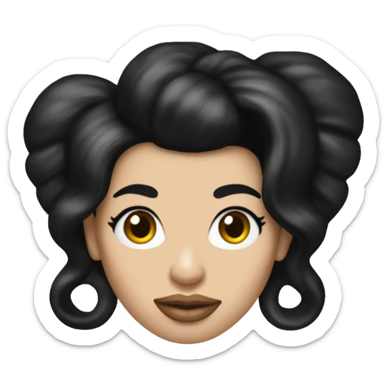 amy winehouse emoji with a big black beehive hairstyle like her style in 2010 sticker