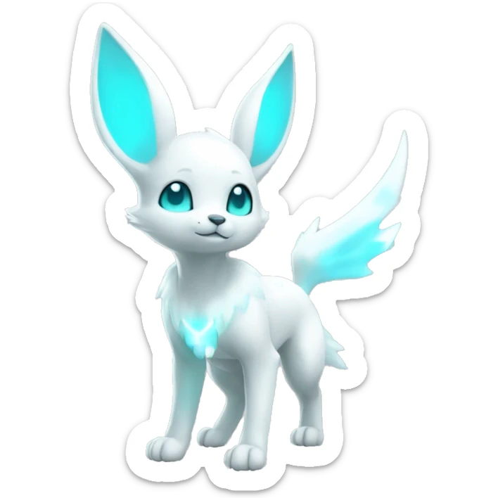 Shiny White Angelic Albino Umbreon. cyan eyes and cyan markings. full body sticker