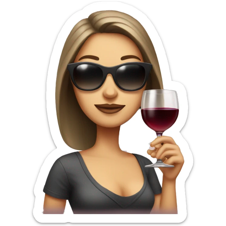 White girl wearing sunglasses holding one glass of wine  sticker