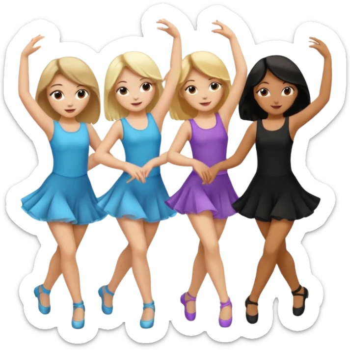Emoji of 3 Girls dancing one with blonde hair, one tan skin with brown hair and one with black  hair ONLY ONE IS BLONDE sticker