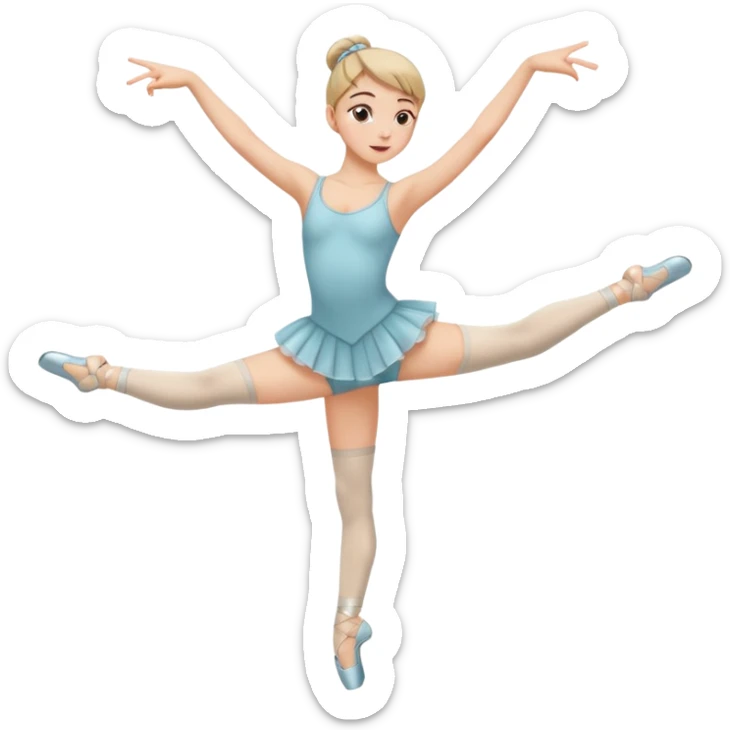 Una chica con vestuario de bailarina urbana con las piernas flexionadas, el dedo índice en la boca, el tren superior inclinado hacia la izquierda y con la cadera proyectada hacia la izquierda sticker