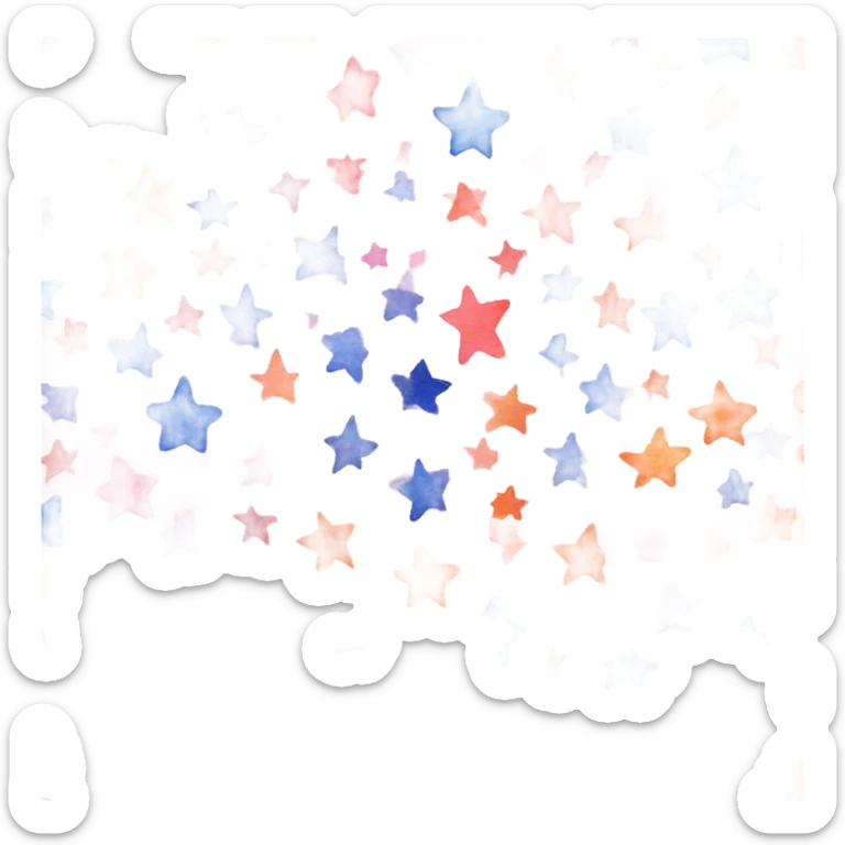 Repeating pattern pink blue and orange watercolor stars sticker