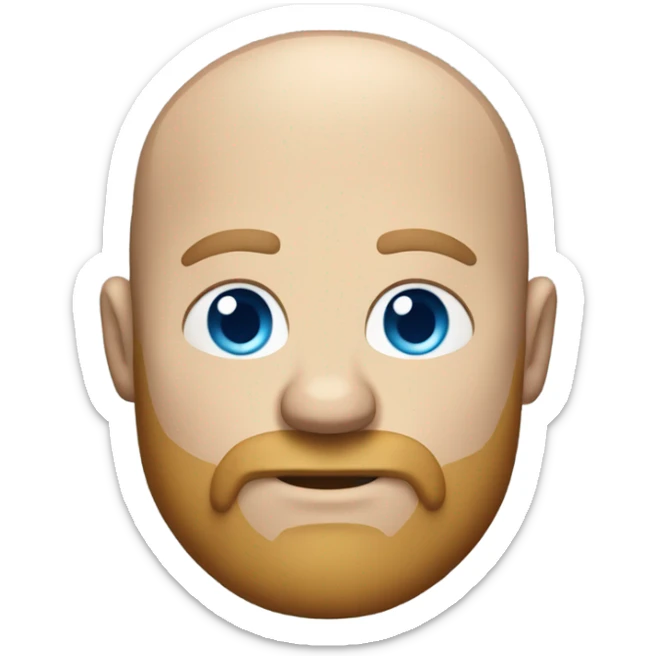 an emoji of a large balding white man with a beard blue eyes dad body sticker