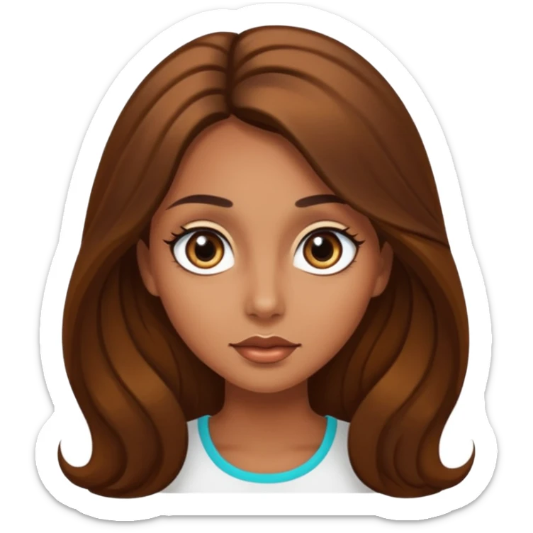 big dark eyes and tanned skin brown hair glamorous long hair sticker