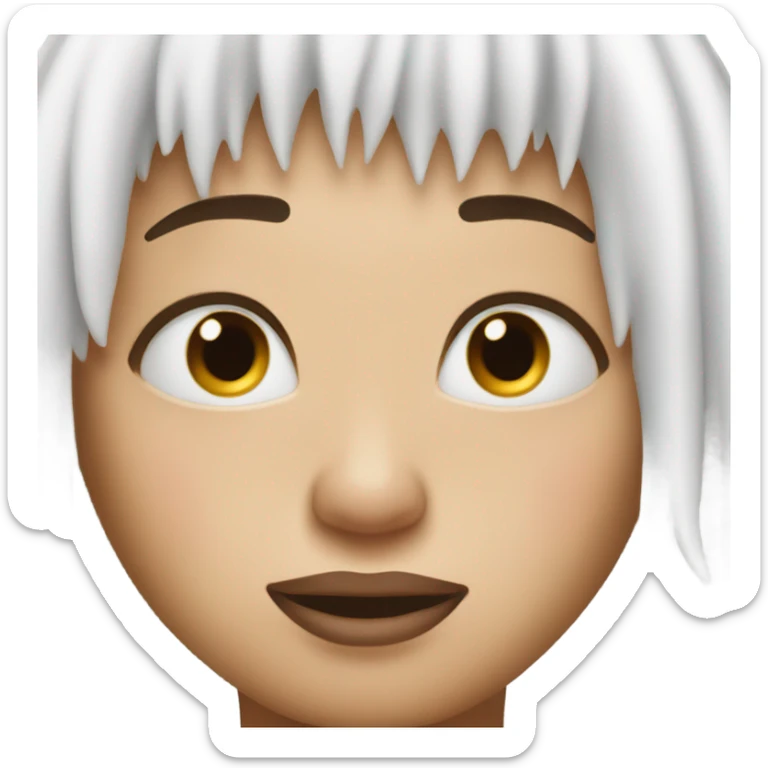 Aesthetic emoji of an emoji like this🥹 with nails like this💅 Only with white fringe and long eyelashes sticker