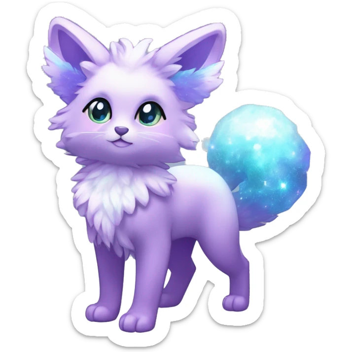 Shiny Sparkly Colorful Fluffy beautiful fantasy Kawaii Ethereal Anthro Sona Nebula-Crystal-Fakemon-animal Full Body sticker