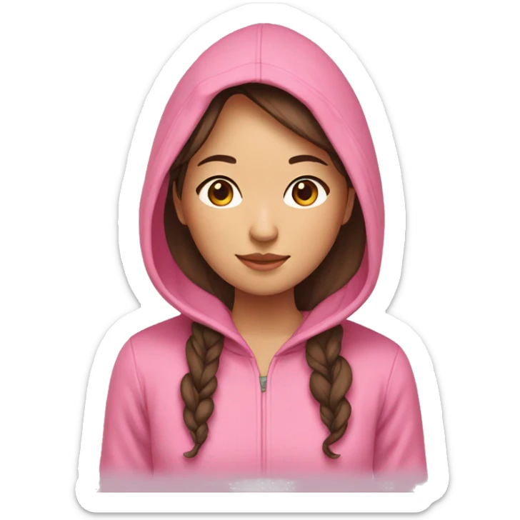 Asian girl in pink hoodie with brown medium hair sticker
