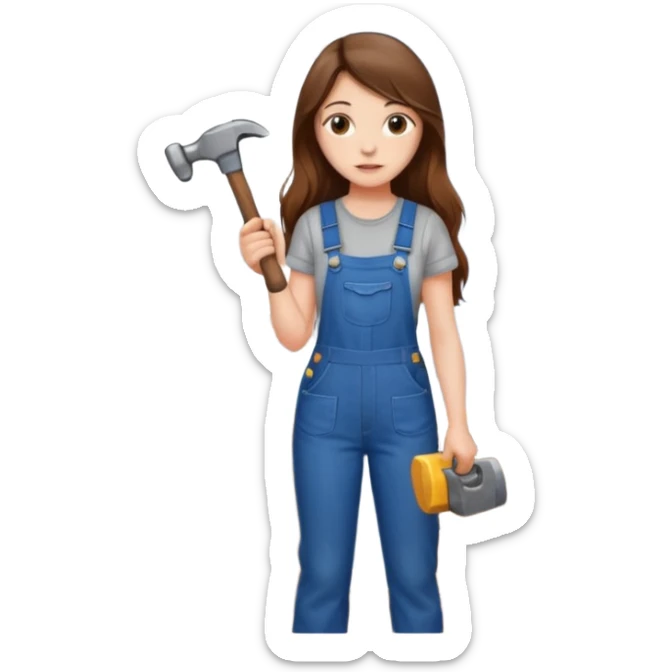 beautiful girl with long brown hair renovating her apartment sticker