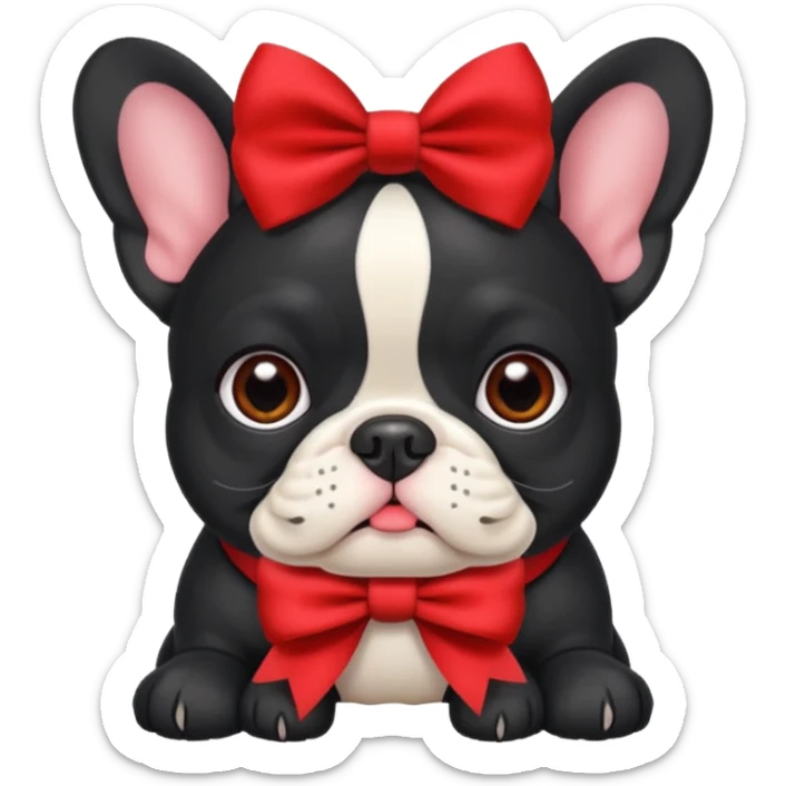 Move it closer No, I meant in black.Make an emoji of a French bulldog and add a bow. sticker
