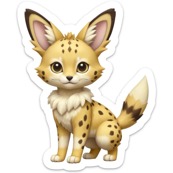 Cute realistic lifelike elegant Serval-Sergal-Picchu-Minccino-Pikachu-Fakemon-Pokémon-creature  sticker