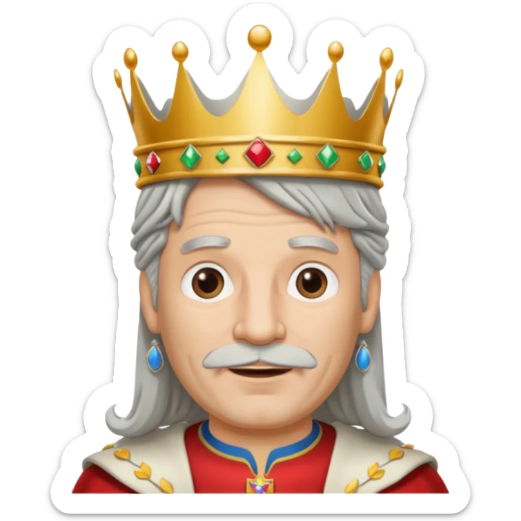 Burger King Crown guy with long grey hair and no facial hair sticker