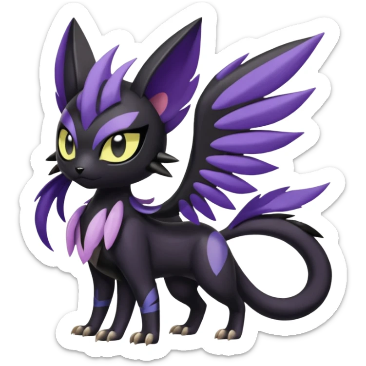 Meloetta-Purrloin-Nargacuga-Noibat-Pokémon-Fakémon-fusion-hybrid-creature sticker