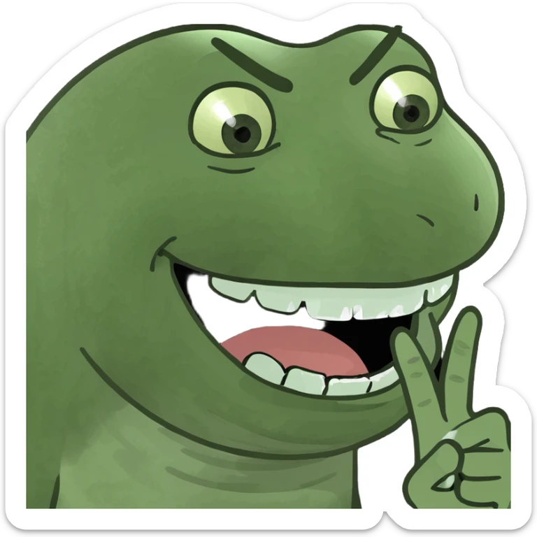 una cara sonriendo y mirando para abajo ,pero mordiendose del dedo  sticker