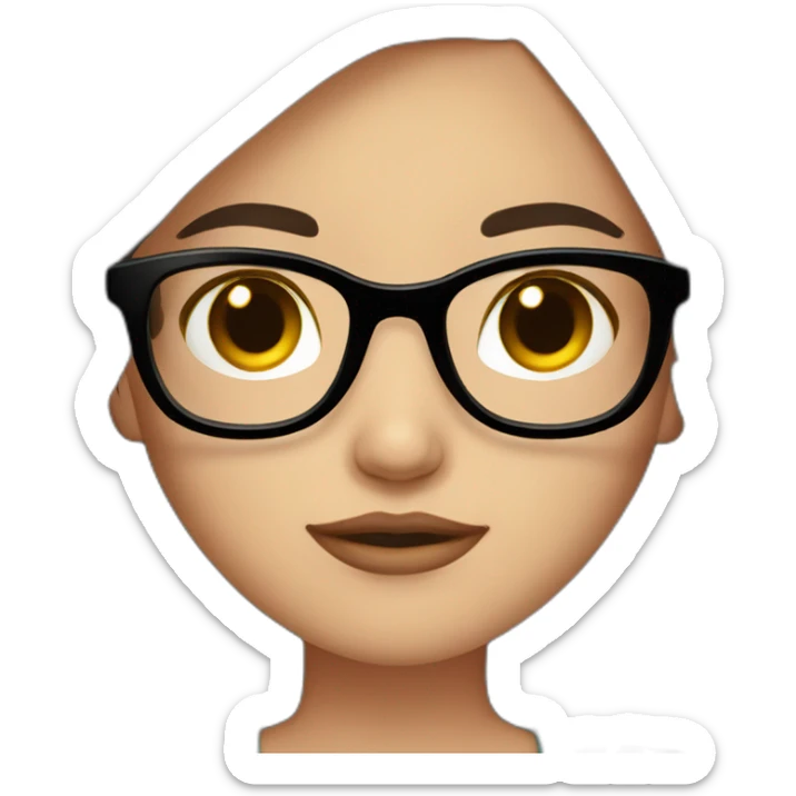 Dark brown hair girl with red rimmed eye glasses blushing sticker