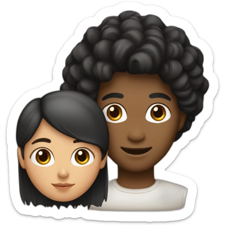 Femme cheveux noir se marie avec un homme avec cheveux marron sticker