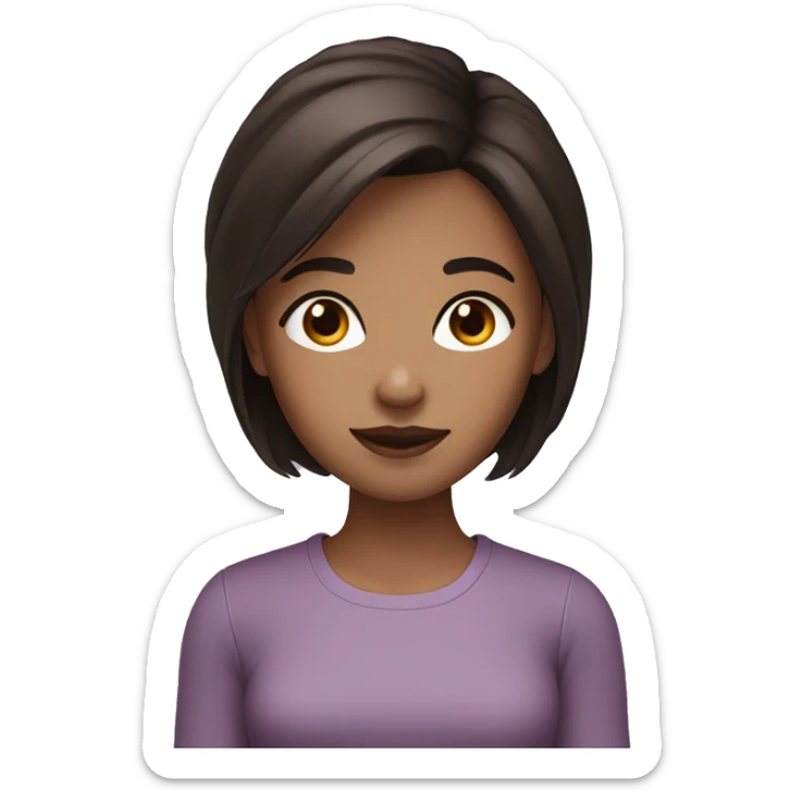 Girl with dark brown short hair and dark chocolate eyes  sticker