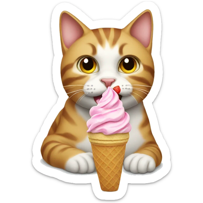 cat eating ice cream sticker