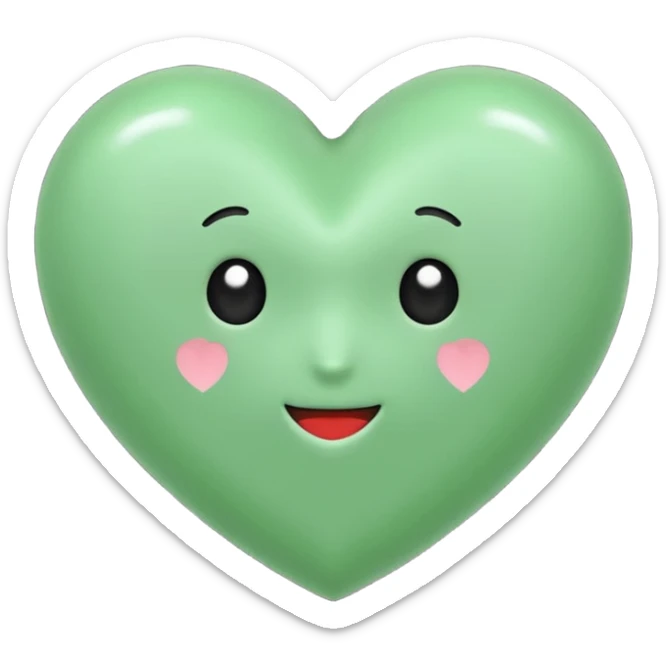 Un corazón de color verde en una tonalidad claridad sin ninguna decoración, solo el corazón  sticker
