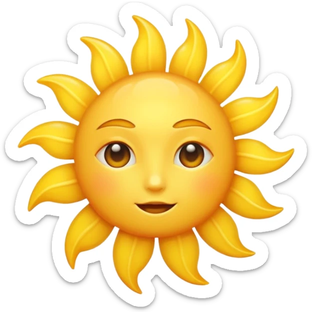 no facial features (no eyes, no mouth, no nose),a yellow sun, bright and shining sticker