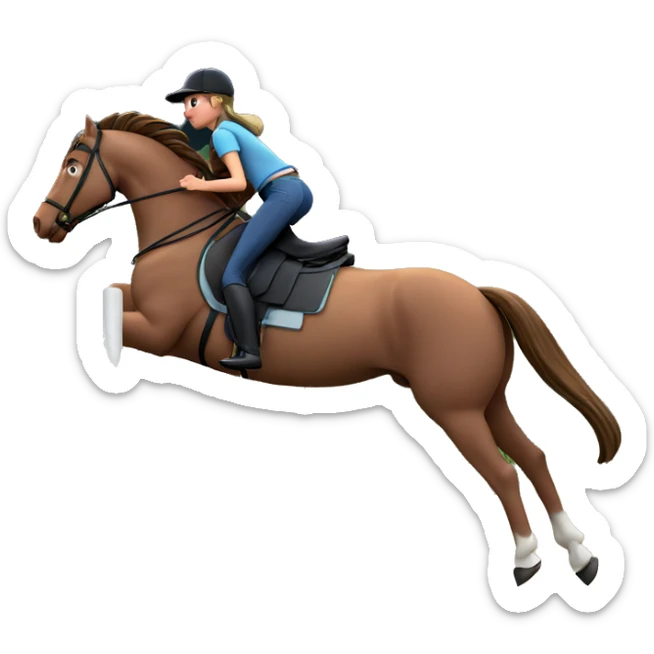 girl riding horse outdoors sticker
