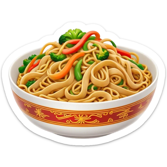 Cinematic Realistic Chow Mein Dish Emoji, showcasing stir‚Äêfried noodles with crisp vegetables and tender meat, rendered with lifelike detail and vibrant, dynamic lighting. sticker