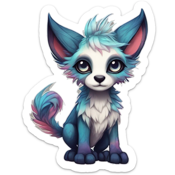 cute Kawaii edgy fantasy animal fursona Fionbri creature by griffsnuff & LiLaiRa & Falvie with exotic colors full body sticker