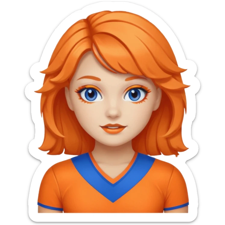 cheerleader  within a circle of shades of orange and blue sticker