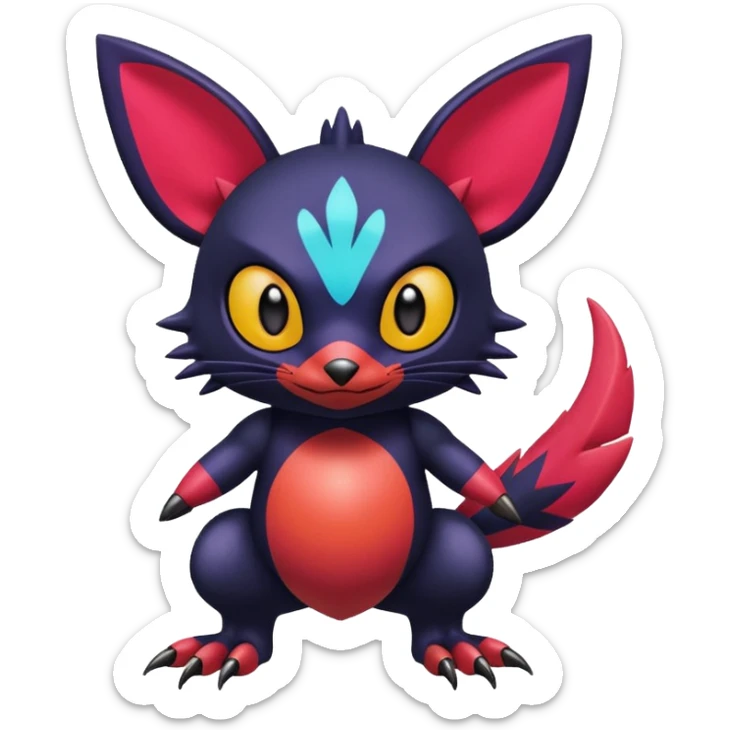  exotic tropical cyber-Litten-Stitch-Noibat-Trico-Fakémon-Pokémon-Vernid-creature sticker