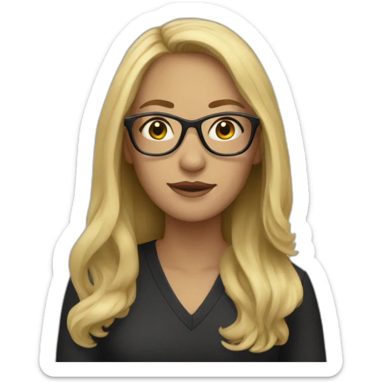 woman, blonde long hair, black glasses sticker