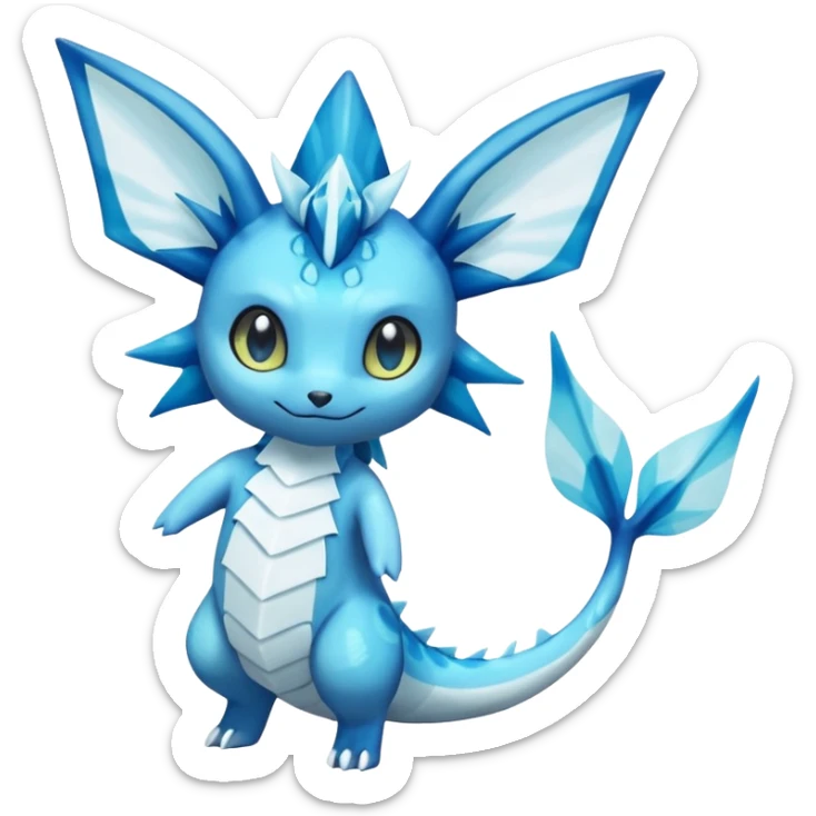 Lumineon-Vaporeon-Glaceon-Dragonair-Fakémon-hybrid-creature (full body)  sticker