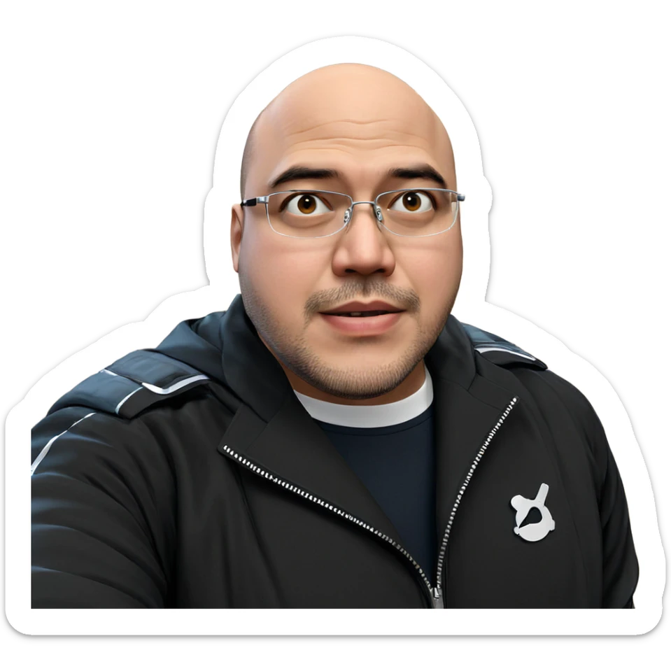 bald man in black jacket sticker