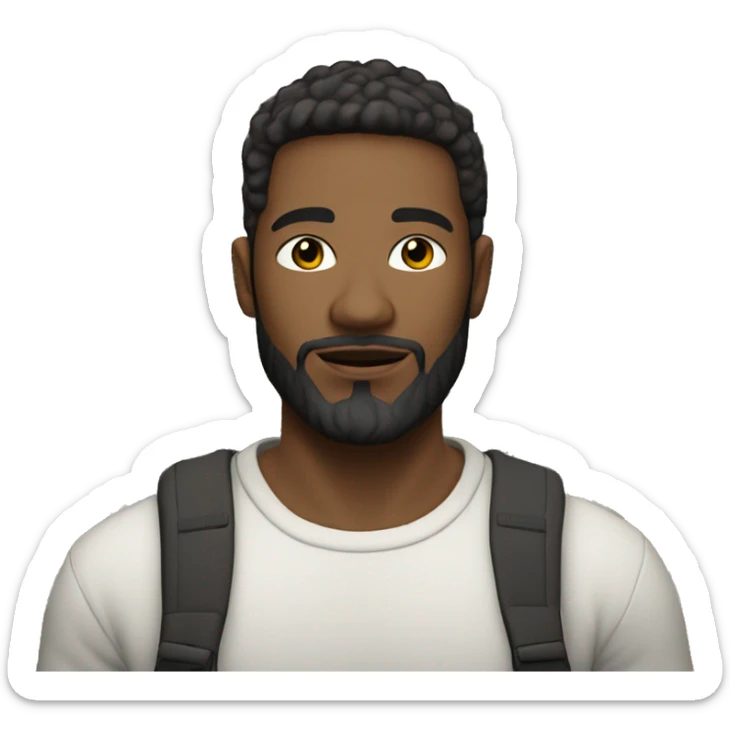 young man, 30 years old, with white skin and a beard, 1.70 tall in front of several houses sticker