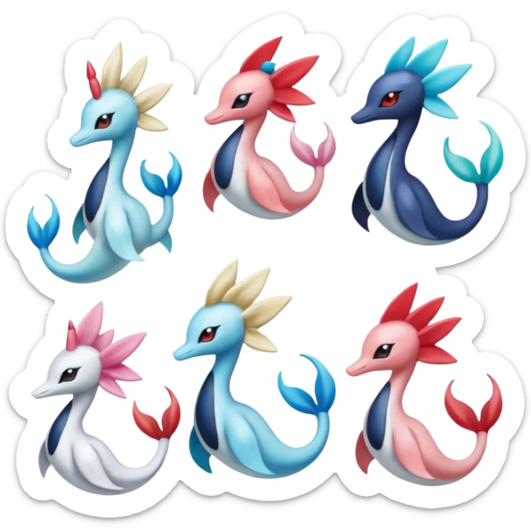 Primarina-Meloetta-Darkrai-Cresselia-Milotic-Amaura-Pokémon-Fakémon-fusion, full body sticker