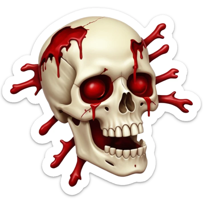 3D rotting corpse jumping in the air. In the style of your bloody skull art. More blood sticker