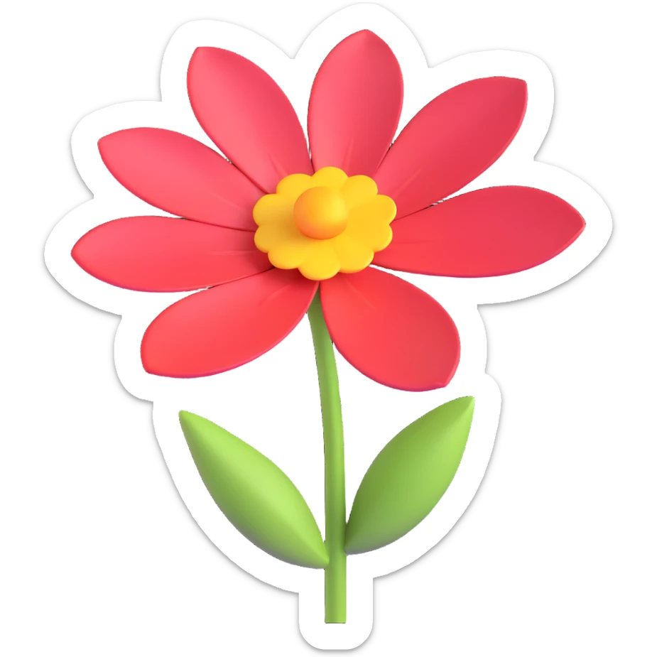 Add volume to the colors, make the petals more convex and realistic, keep the 3D iOS style, with soft lighting and smooth shadows, and a blurred background. sticker