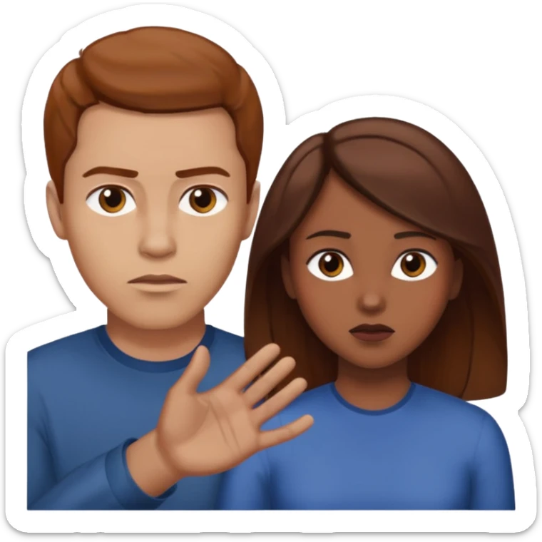 Une homme châtain possessif qui essaye d’attraper le cou de sa femme brune sticker