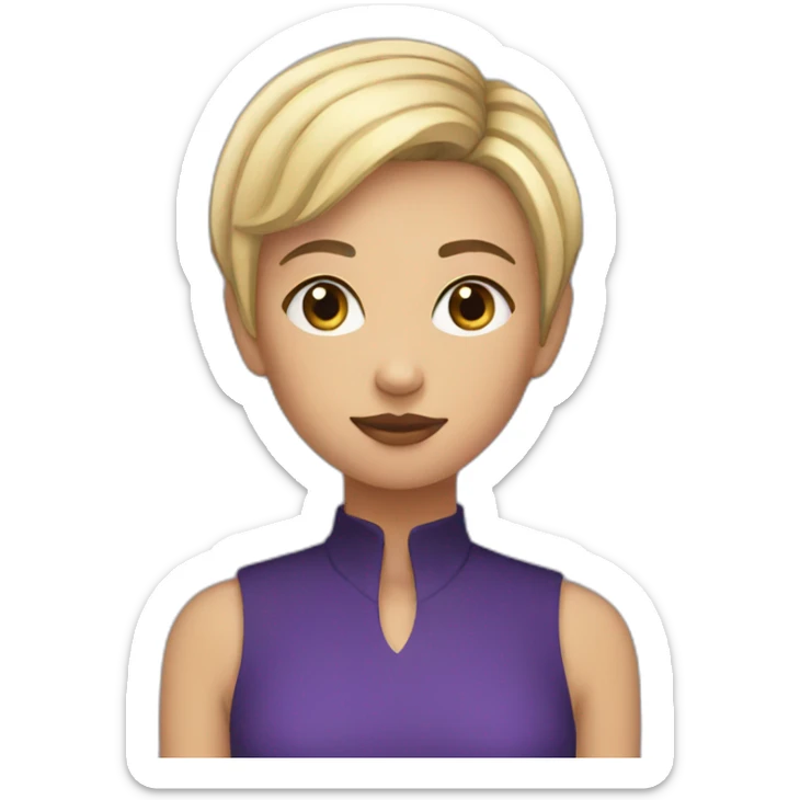 girl with a short blonde haircut and a raven on her shoulder sticker