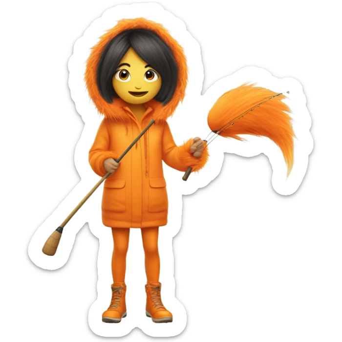 asian girl fishing in a lorax costume sticker