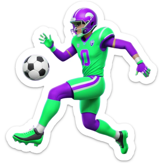  sports icon in neon purple and green, football fifa sticker