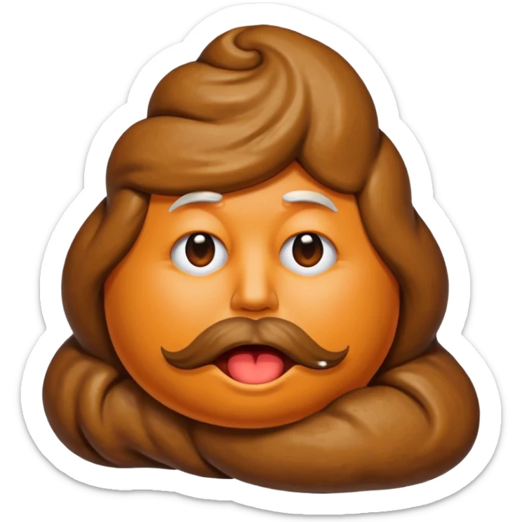 the poop emogi, a pile of poop in trumps image   none of those are what i want  i want the poop emogi with trumps face renbdered in poop, with an orange cast, and his wig on top nope sticker